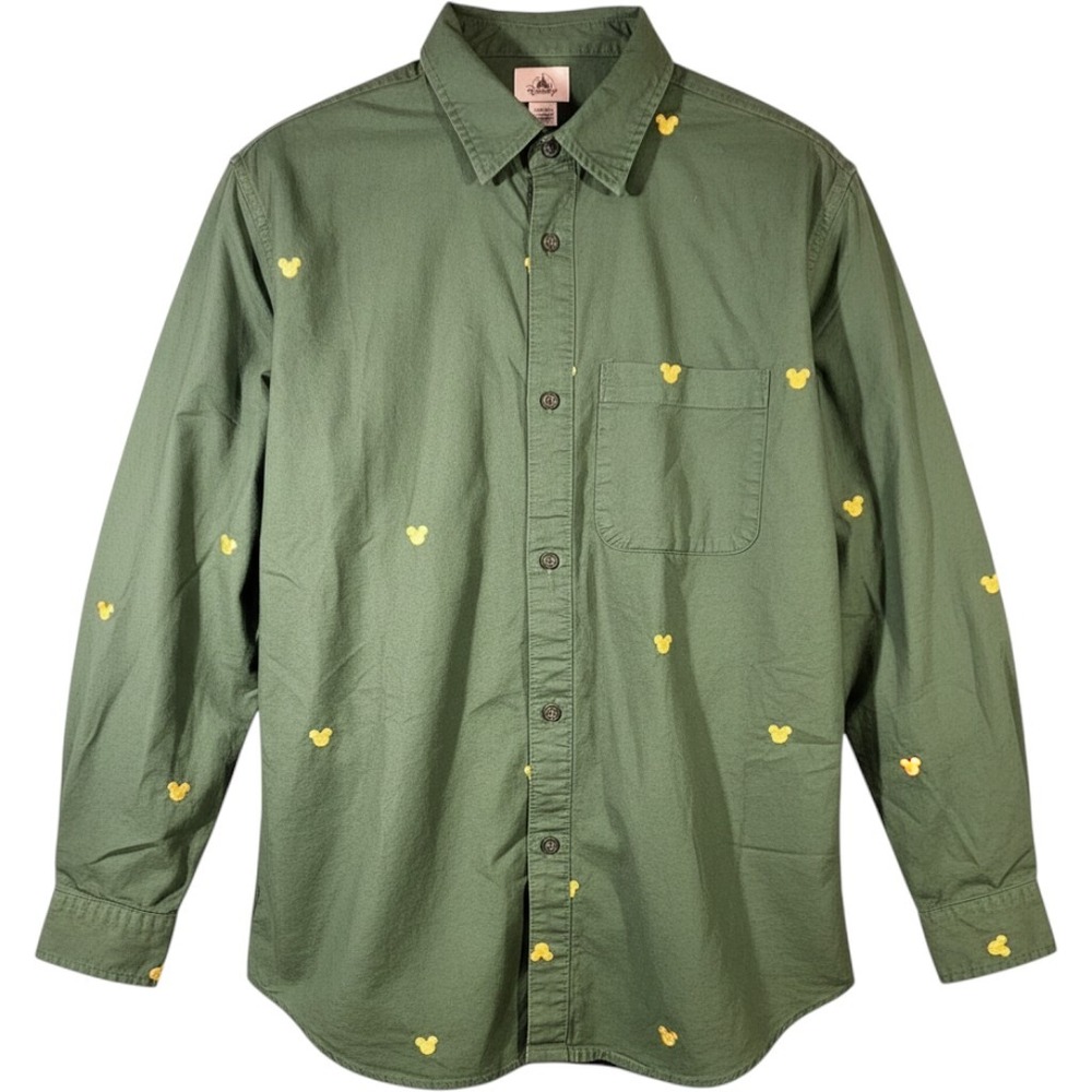 Disney Parks Mickey Mouse Green Corduroy Button Up Shirt Jacket Mens XL